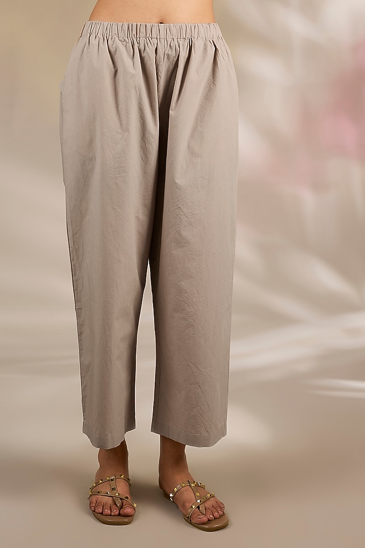 Beige Cotton Poplin Floral Embellished Co-Ord Set by Nakateki at Pernia's Pop Up Shop