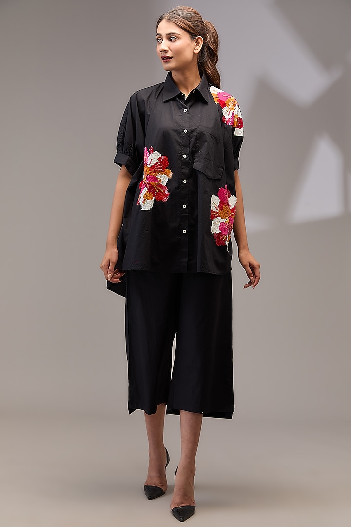 Black Cotton Poplin Co-Ord Set by Nakateki at Pernia's Pop Up Shop