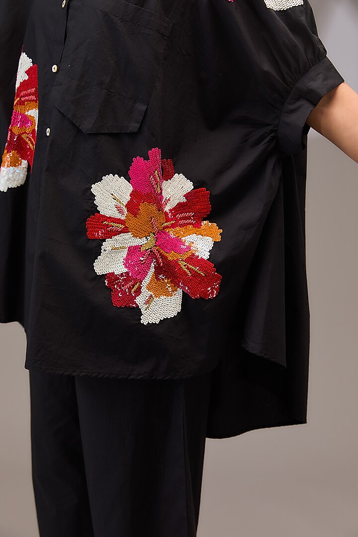 Black Cotton Poplin Co-Ord Set by Nakateki at Pernia's Pop Up Shop