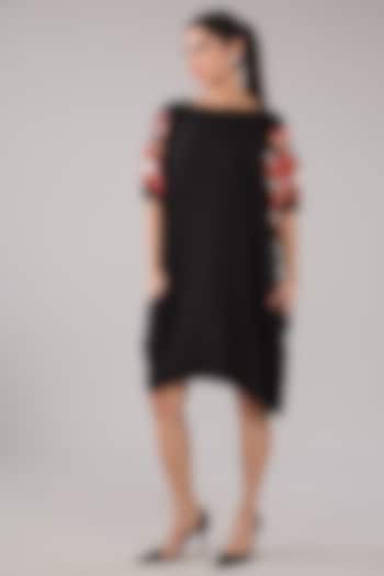 Black Chiffon Abstract Embellished Dress by Nakateki