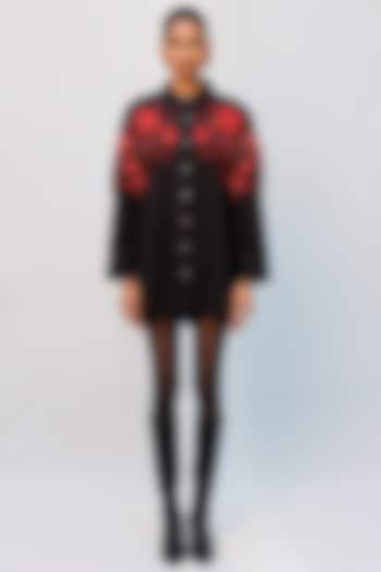Black Poplin Metallic Embellished Shirt by Nakateki at Pernia's Pop Up Shop