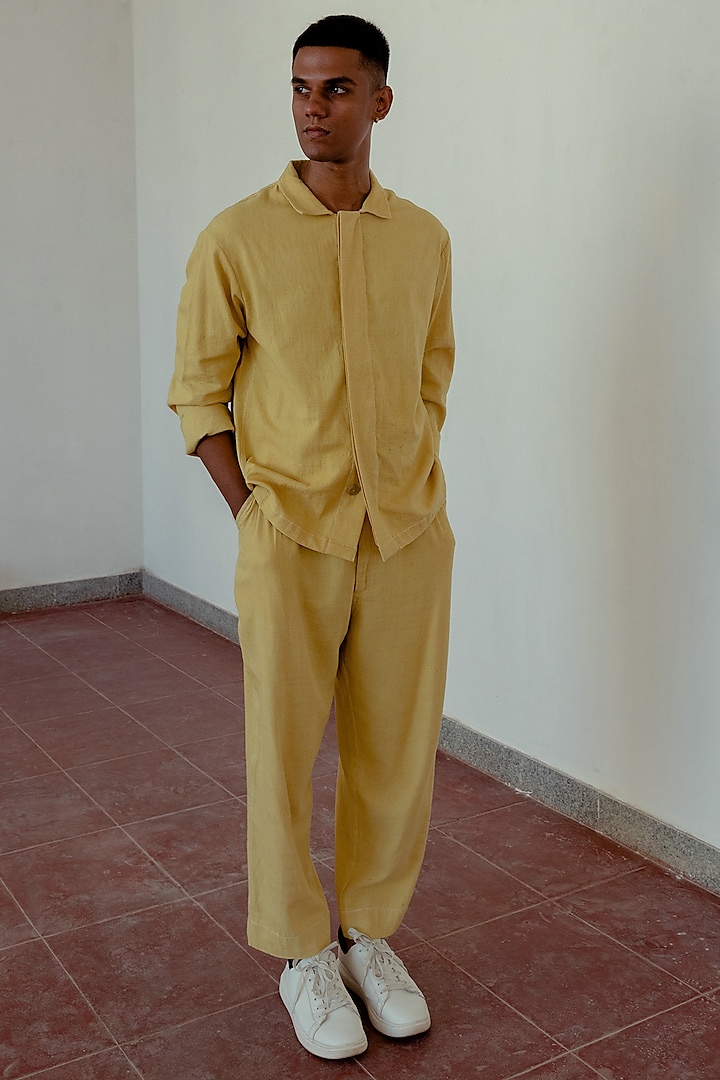 Marigold Yellow Organic Cotton Shirt by Naushad Ali Men