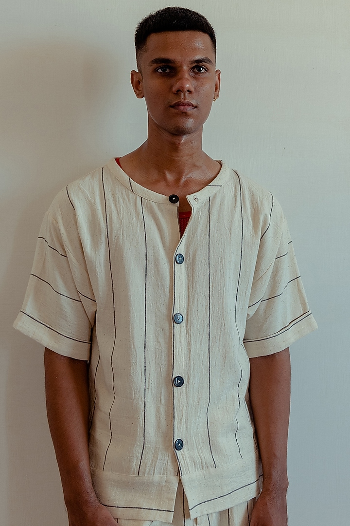 Kora & Black Party Wear Shirt With Hand-Dye by Naushad Ali Men at Pernia's Pop Up Shop