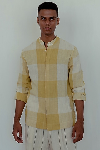 Kora & Marigold Yellow Shirt by Naushad Ali Men