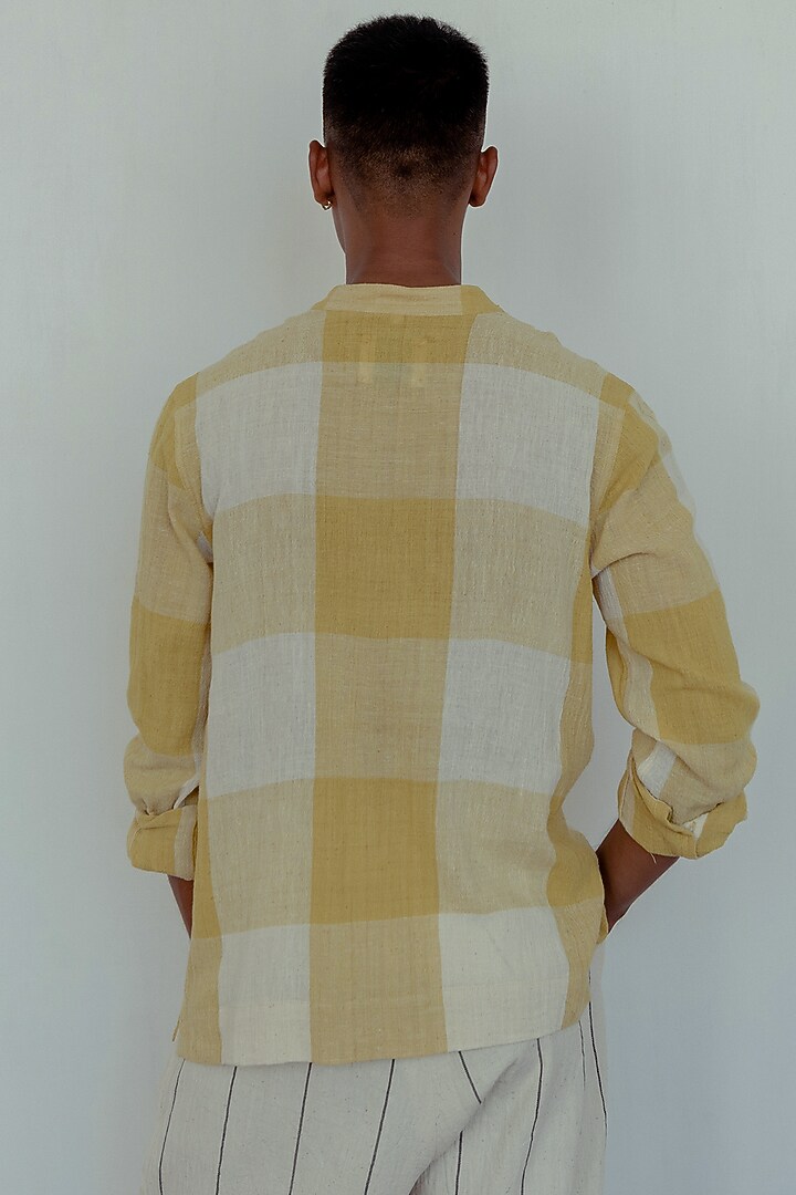 Kora & Marigold Yellow Party Wear Shirt by Naushad Ali Men at Pernia's Pop Up Shop