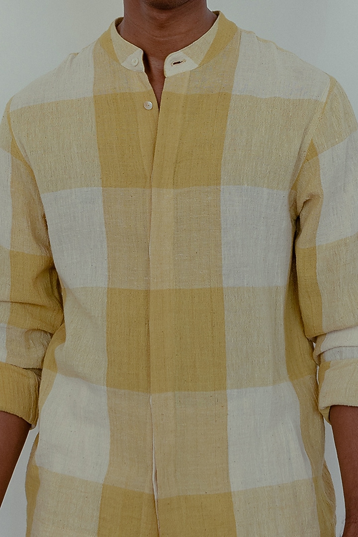 Kora & Marigold Yellow Party Wear Shirt by Naushad Ali Men at Pernia's Pop Up Shop