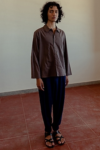 Pinecone Brown Organic Cotton Shirt by Naushad Ali Men