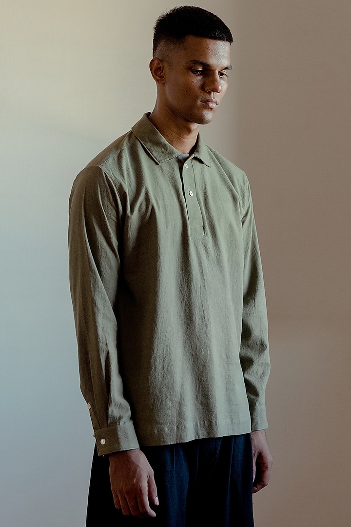 Dark Khaki Shirt by Naushad Ali Men