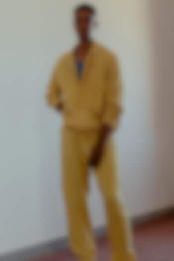 Marigold Yellow Hand-Dyed Bomber Jacket by Naushad Ali Men