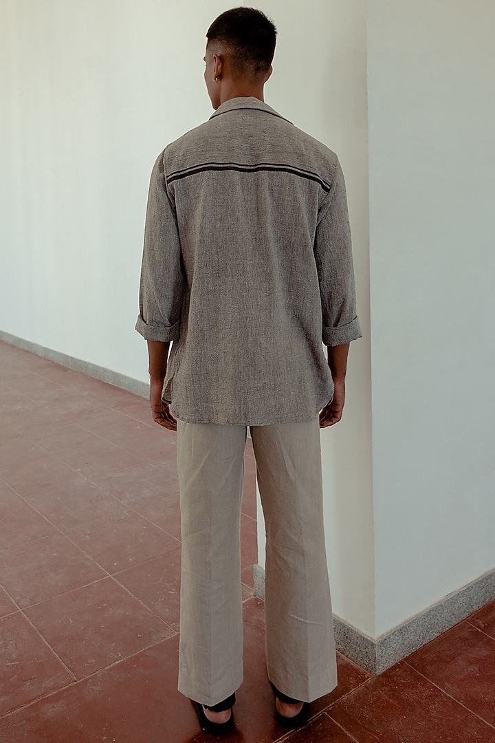 Pale Slate Grey Linen Trousers by Naushad Ali Men at Pernia's Pop Up Shop