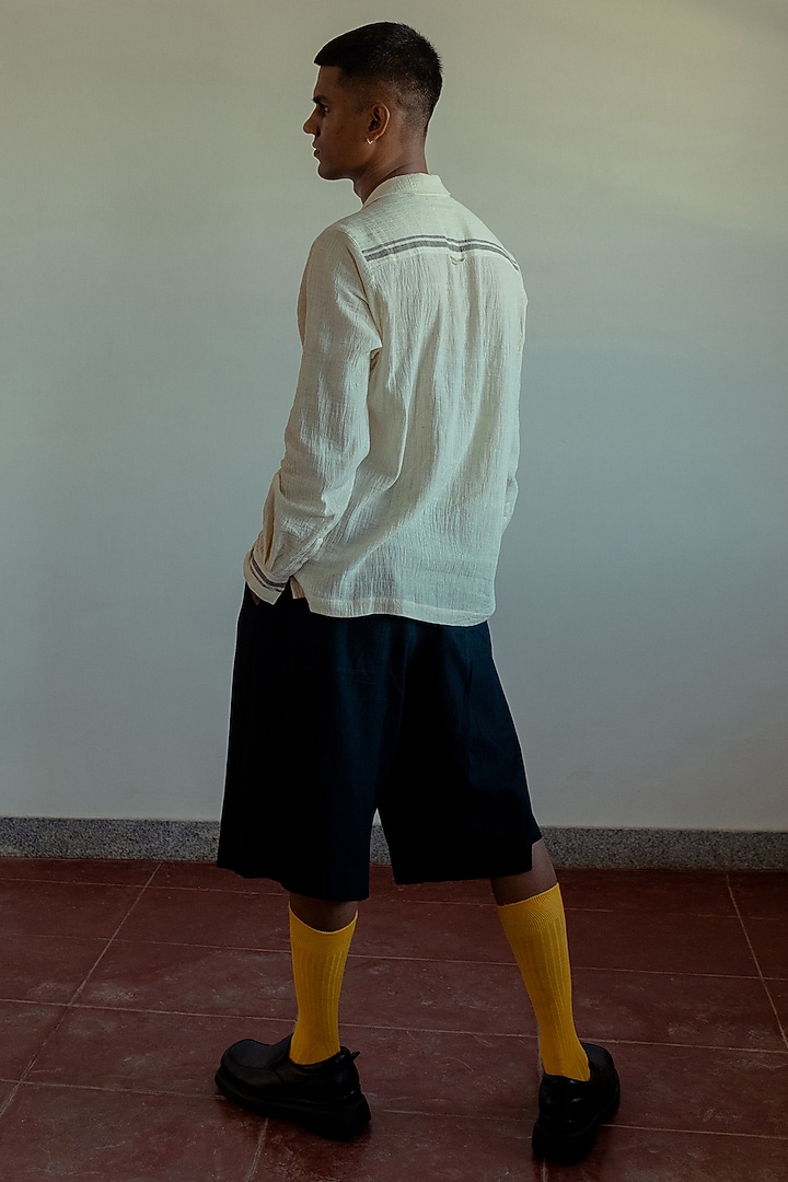 Black Wide-Legged Shorts by Naushad Ali Men at Pernia's Pop Up Shop