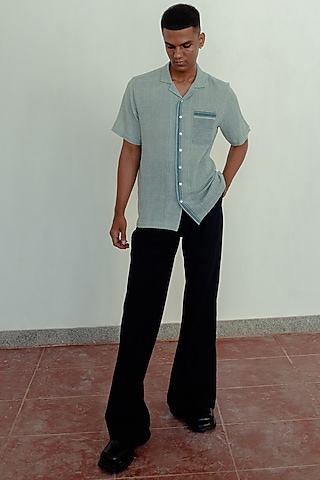 Black Wide-Legged Trousers by Naushad Ali Men