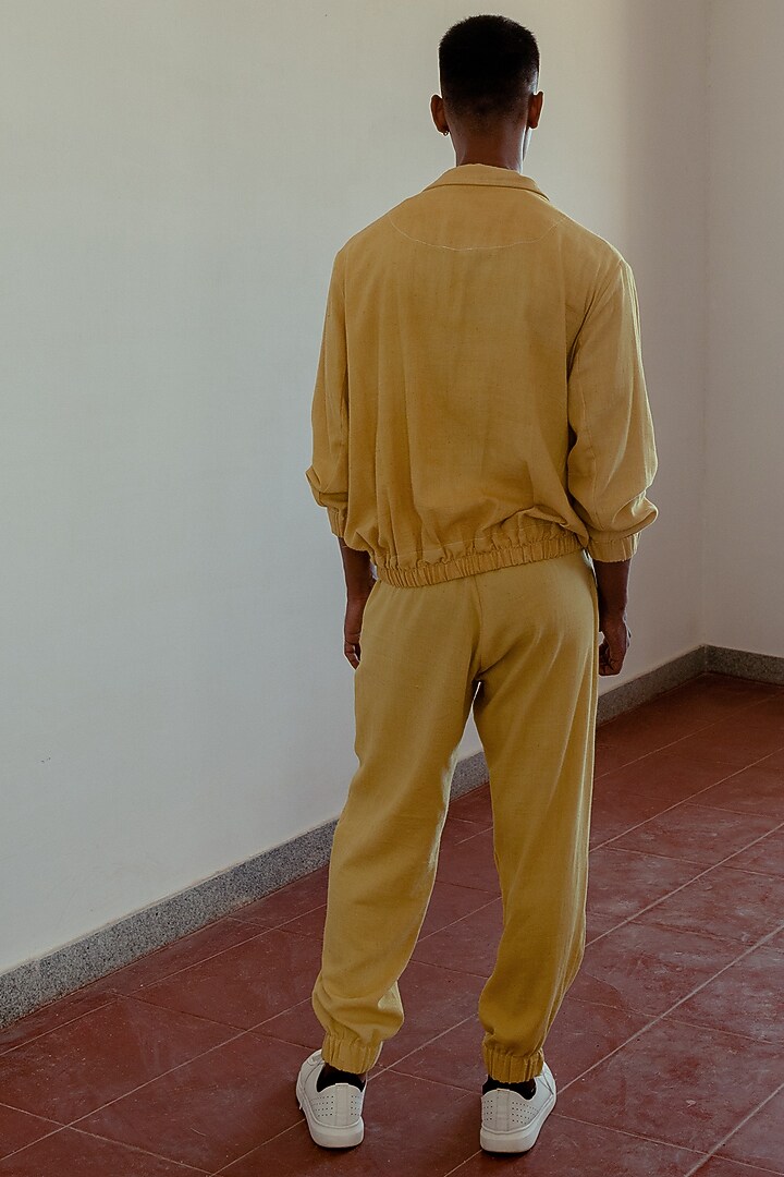 Marigold Yellow Hand-Dyed Joggers by Naushad Ali Men at Pernia's Pop Up Shop