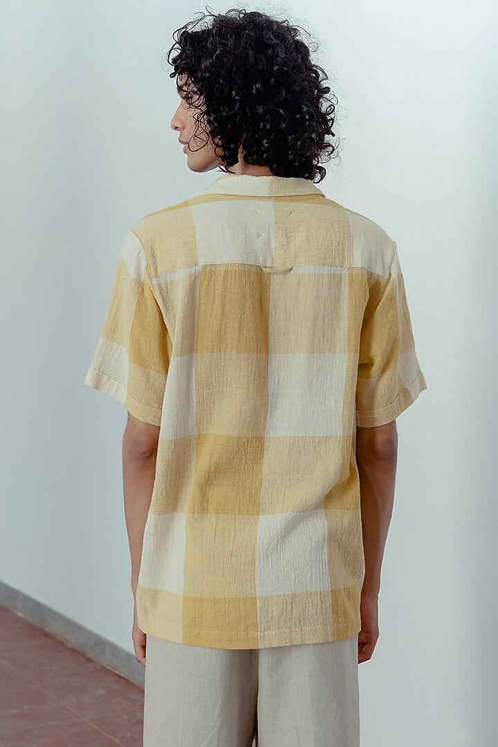 Kora & Marigold Yellow Hand-Dyed Party Wear Shirt by Naushad Ali Men at Pernia's Pop Up Shop