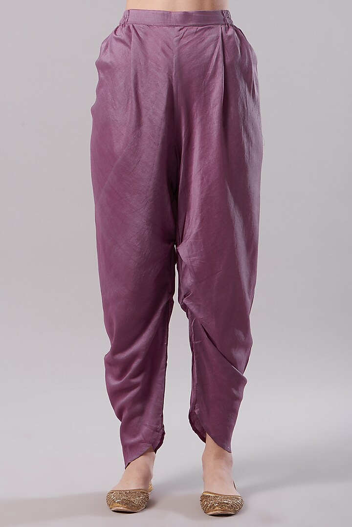 Mauve Embroidered Kalidar Kurta Set by NAMEH BY AMREEN at Pernia's Pop Up Shop