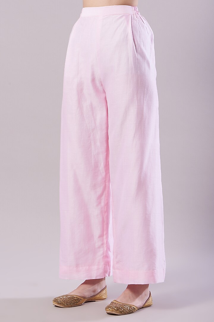 Blush Pink Embroidered A-line Kurta by NAMEH BY AMREEN at Pernia's Pop Up Shop