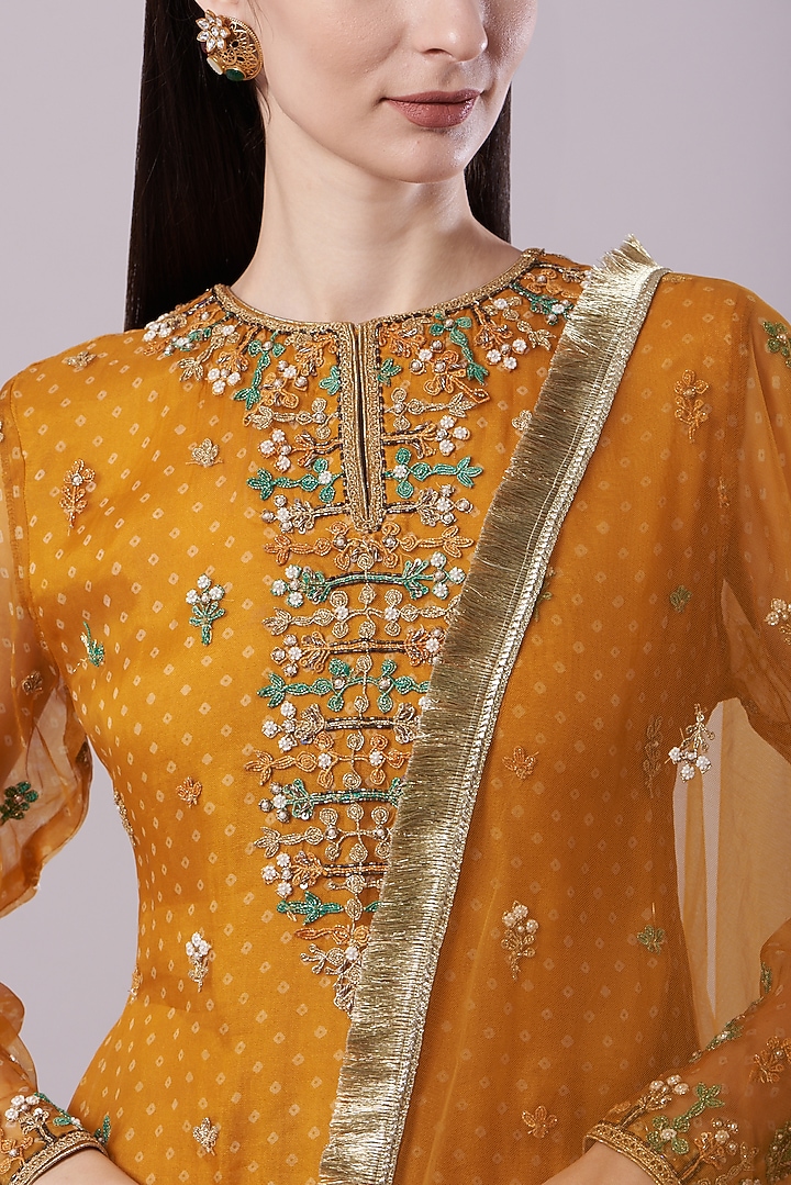 Yellow Chanderi Wedding Sharara Set by NAMEH BY AMREEN at Pernia's Pop Up Shop