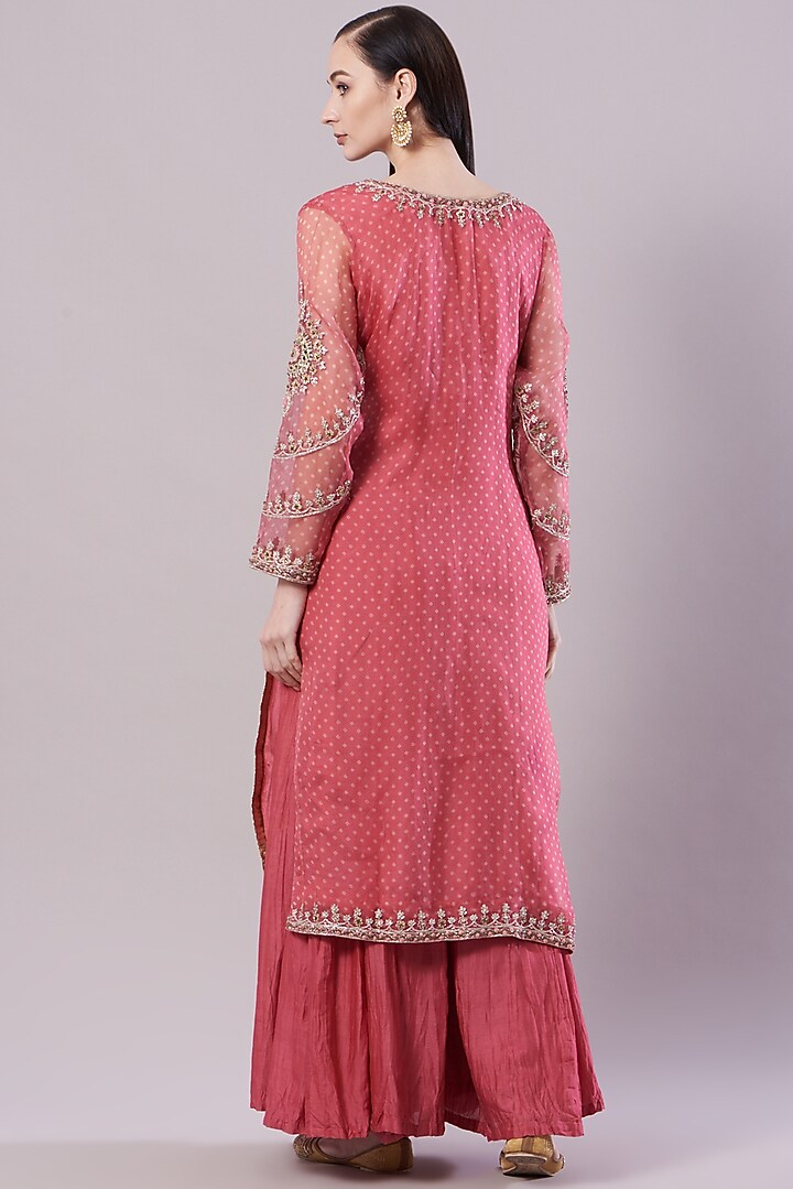 Fuchsia Crushed Chanderi Wedding Sharara Set by NAMEH BY AMREEN at Pernia's Pop Up Shop