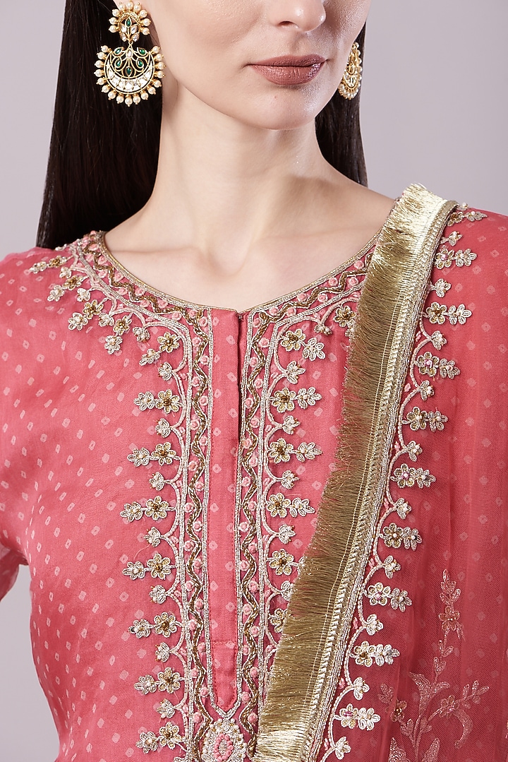 Fuchsia Crushed Chanderi Wedding Sharara Set by NAMEH BY AMREEN at Pernia's Pop Up Shop