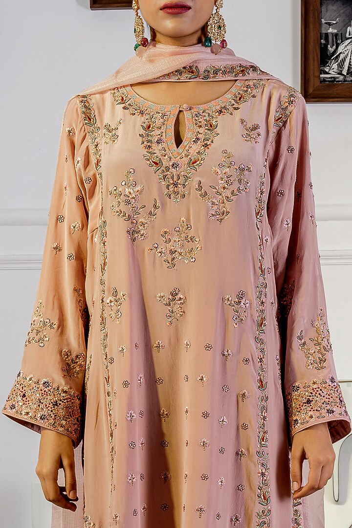 English Rose Embroidered Choga Kurta Set by NAMEH BY AMREEN at Pernia's Pop Up Shop
