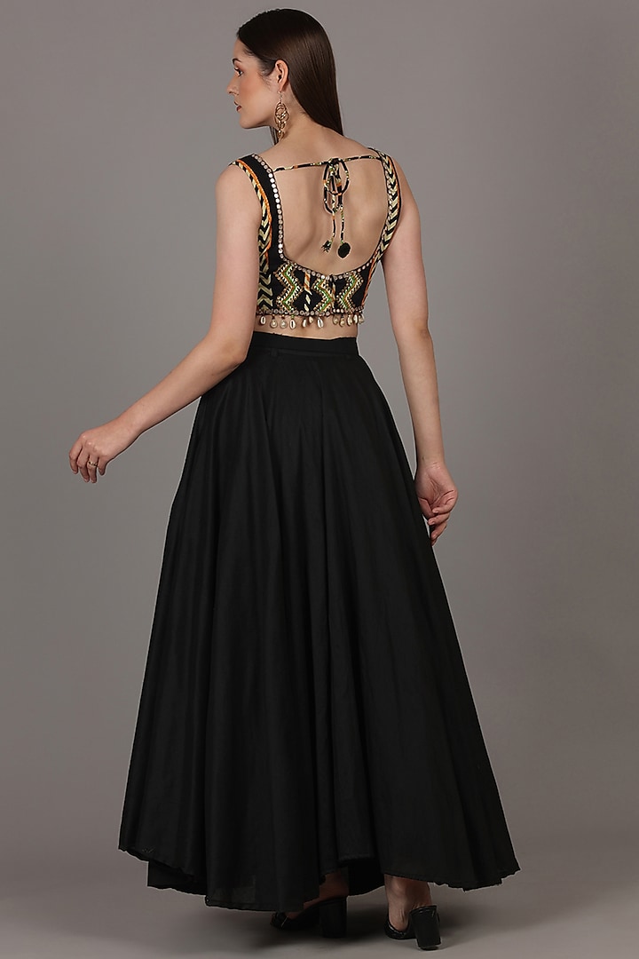 Black Taffeta Silk Skirt Set by Namah By Parul Mongia at Pernia's Pop Up Shop