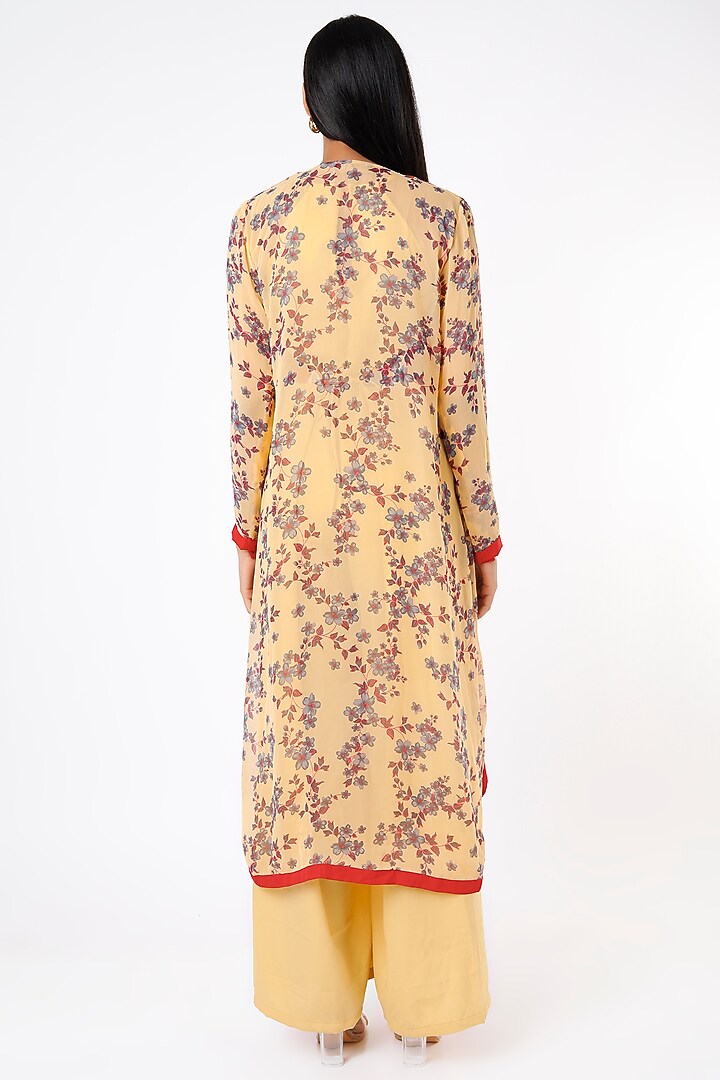 Corn Yellow Jumpsuit With Printed Cape by Namah By Parul Mongia at Pernia's Pop Up Shop