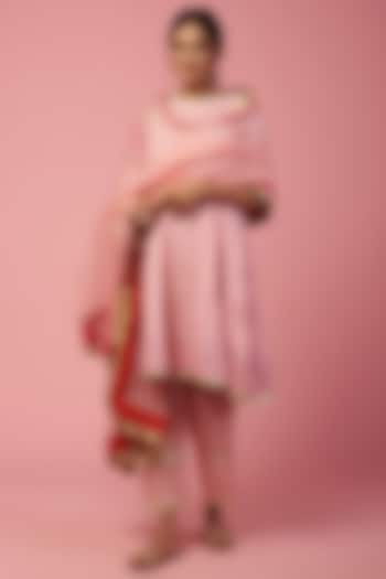 Blush Pink Cotton Anarkali Set by Namah By Parul Mongia