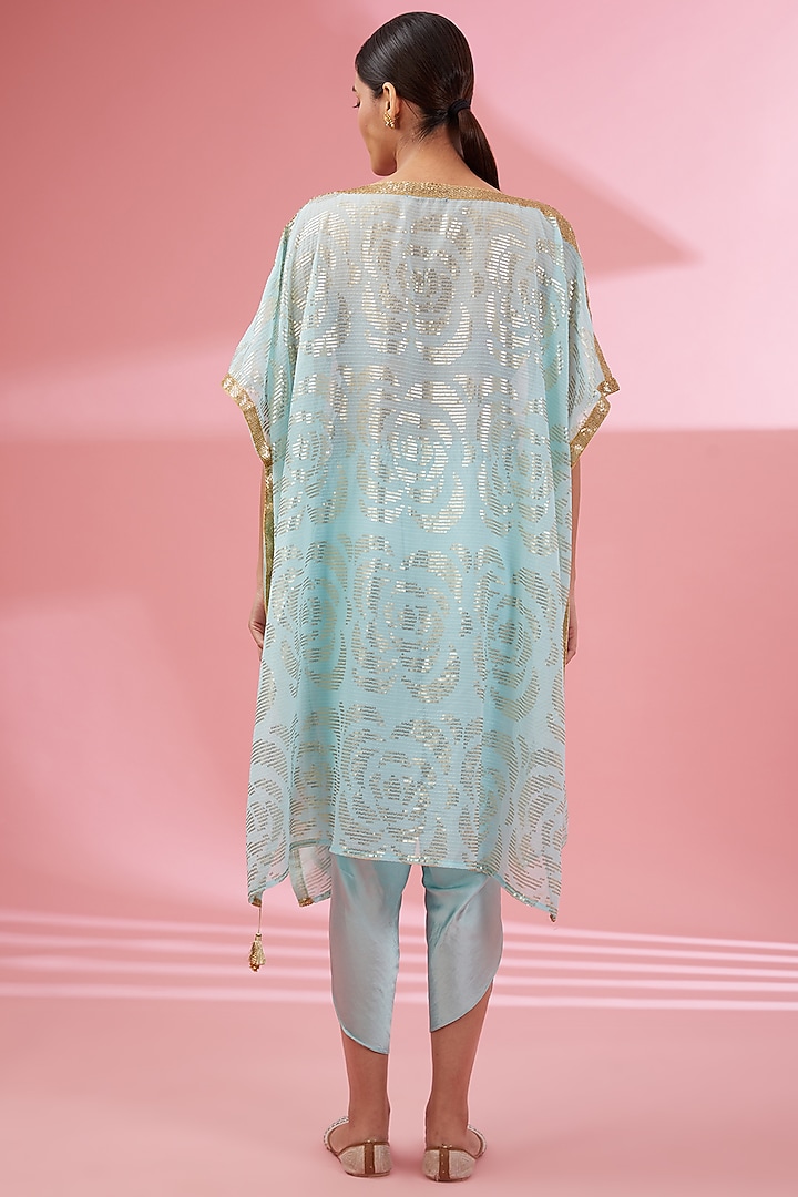 Sky Blue Georgette Sequins Embroidered Kaftan Set by Namah By Parul Mongia at Pernia's Pop Up Shop