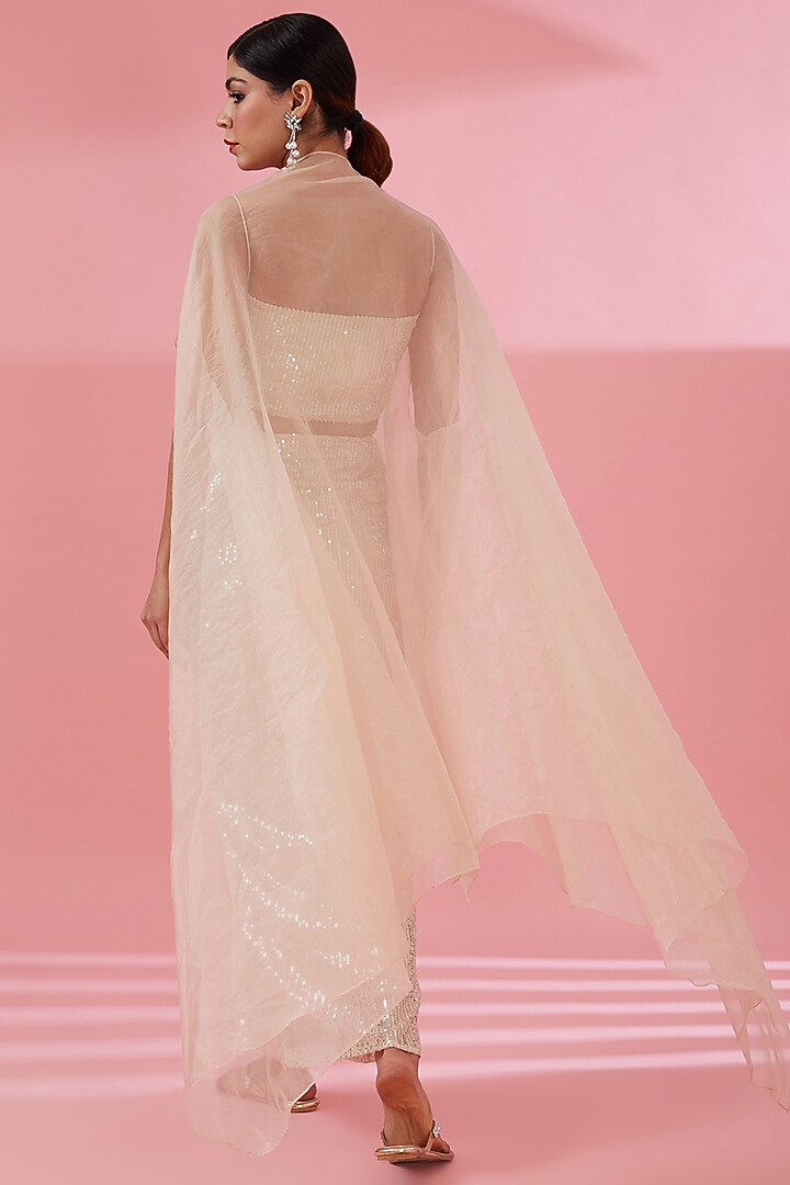 Ivory Organza Cape Set by Namah By Parul Mongia at Pernia's Pop Up Shop