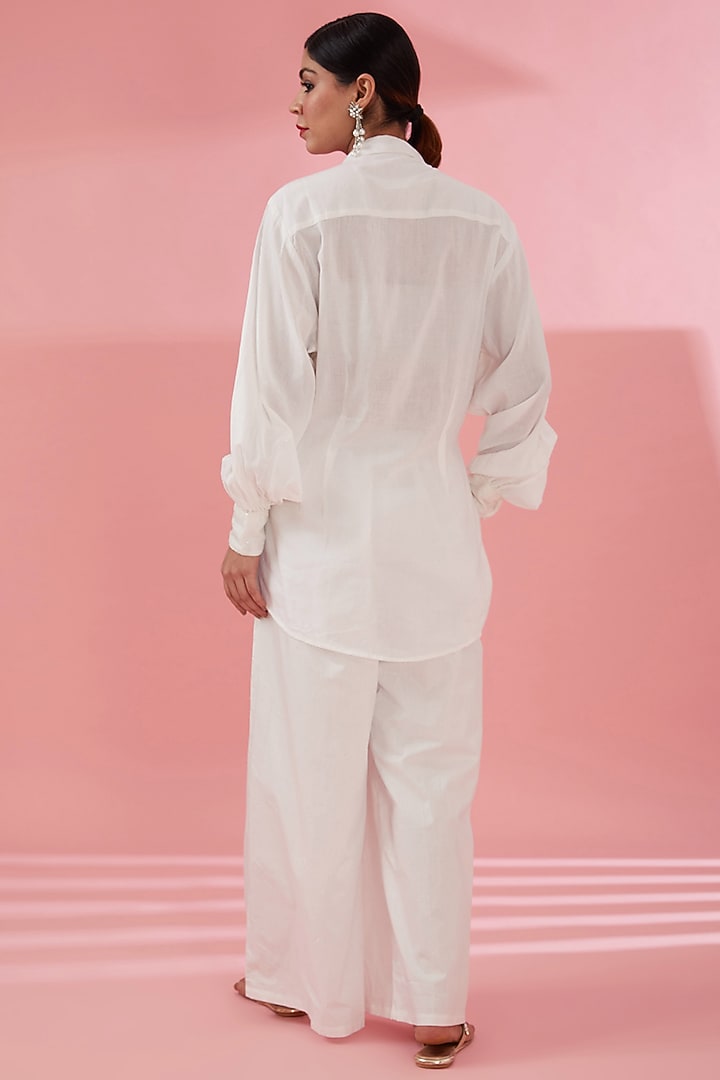 Pearl White Cotton Co-Ord Set by Namah By Parul Mongia at Pernia's Pop Up Shop