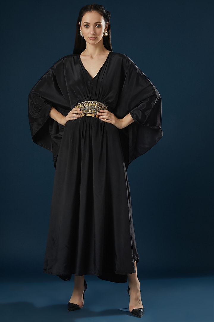 Black Embroidered Kaftan by Namah By Parul Mongia