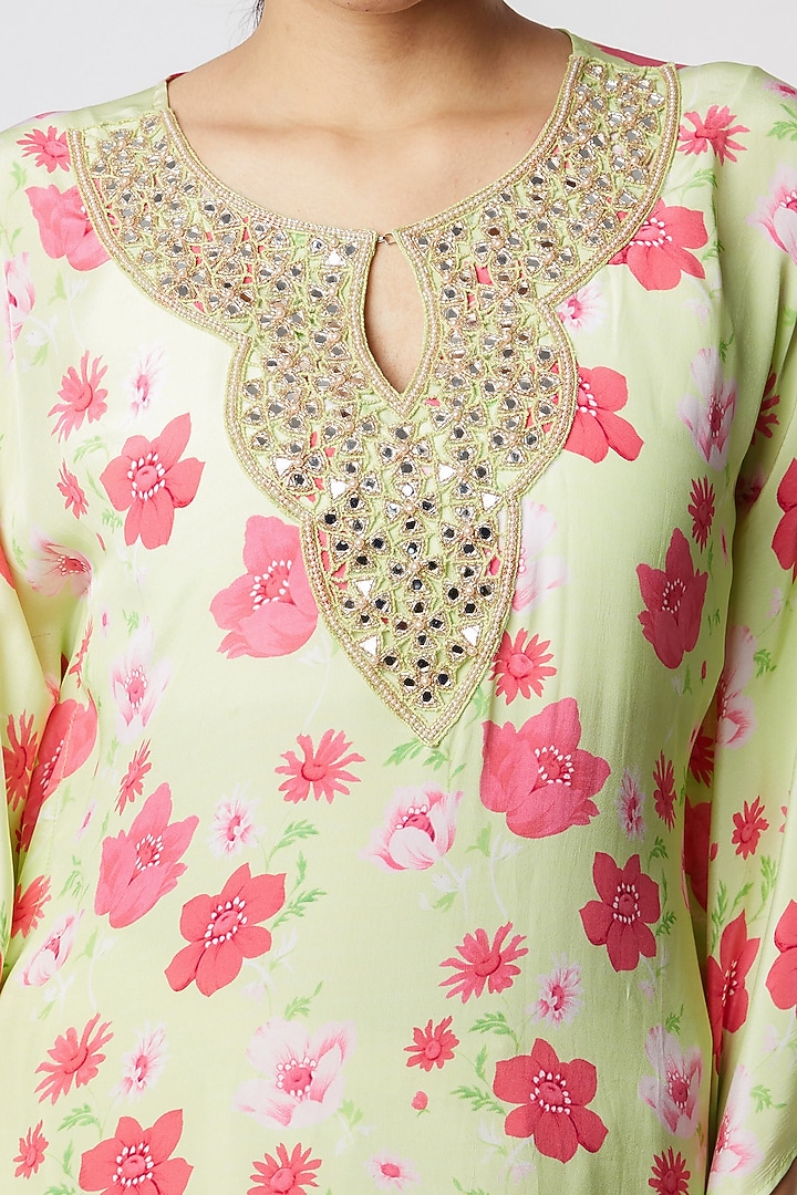 Green Embroidered & Printed Kurta Set by NAMRATA LAKHOTIA at Pernia's Pop Up Shop