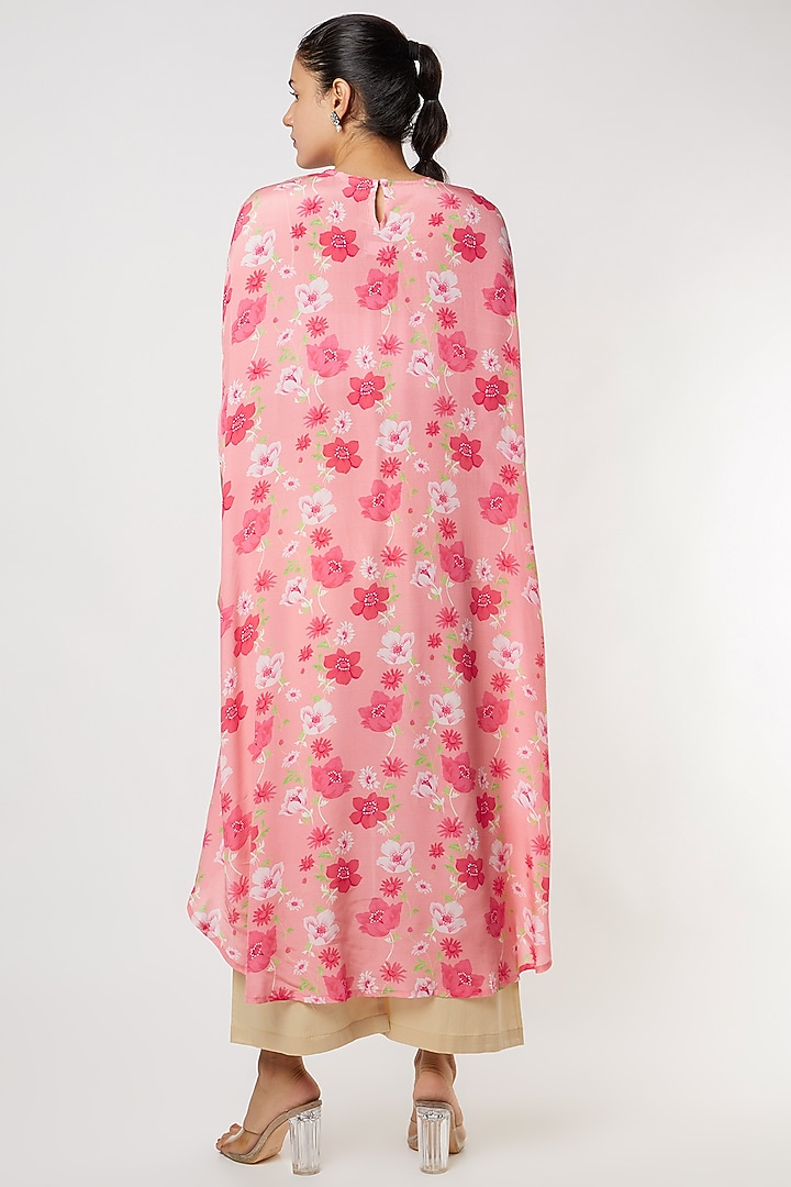Pink Floral Printed & Embroidered Kurta Set by NAMRATA LAKHOTIA at Pernia's Pop Up Shop