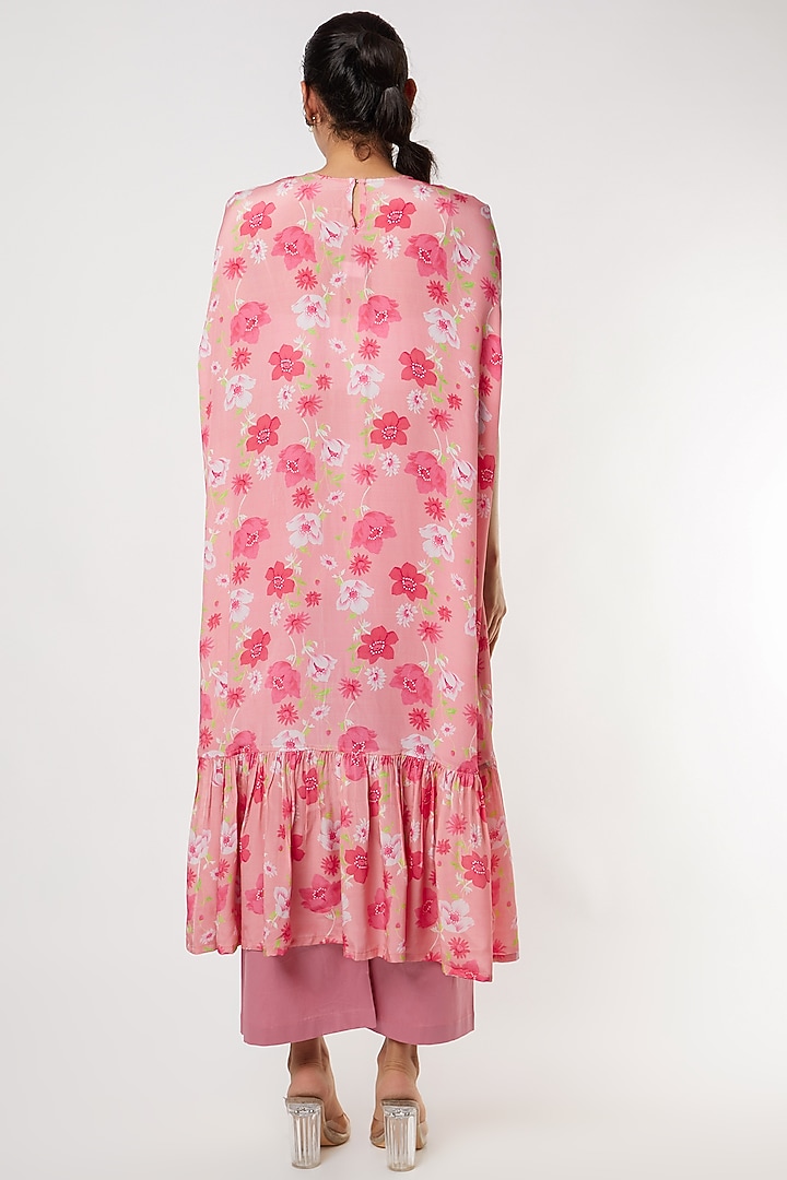 Pink Floral Printed Kurta Set by NAMRATA LAKHOTIA at Pernia's Pop Up Shop