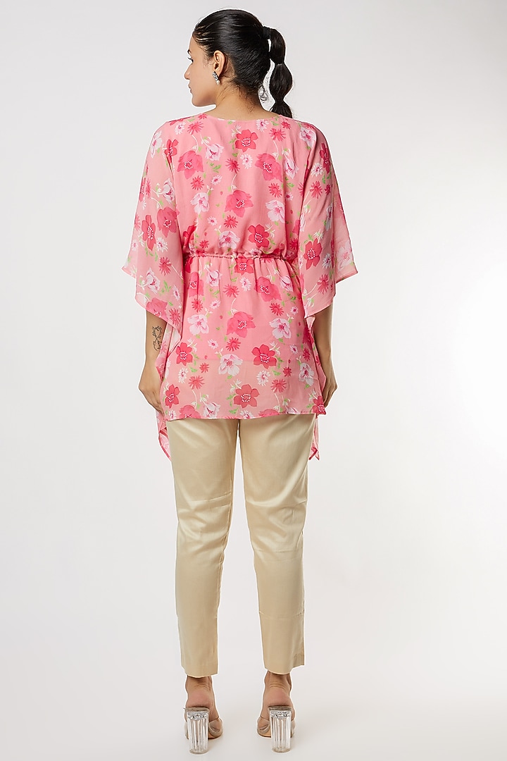 Pink Embroidered Kaftan Set by NAMRATA LAKHOTIA at Pernia's Pop Up Shop