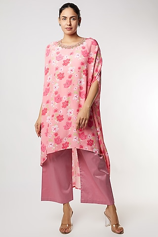 Pink Embroidered Kurta Set by NAMRATA LAKHOTIA