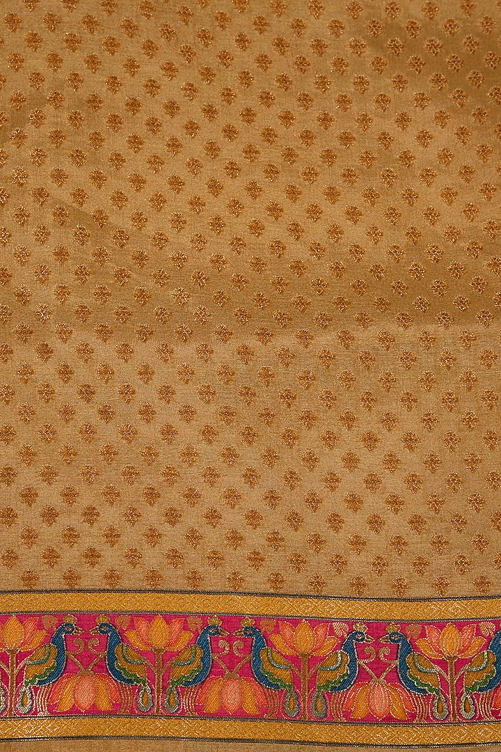Beige Crepe Silk Zari & Motif Work Festive Saree Set. by Narmadeshwari at Pernia's Pop Up Shop