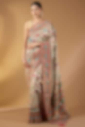 Off-White Pashmina Silk Paisley Design Party Wear Saree Set by Narmadeshwari at Pernia's Pop Up Shop