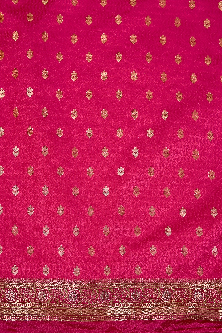 Magenta Banarasi Silk Jaal Work Festive Saree Set by Narmadeshwari at Pernia's Pop Up Shop