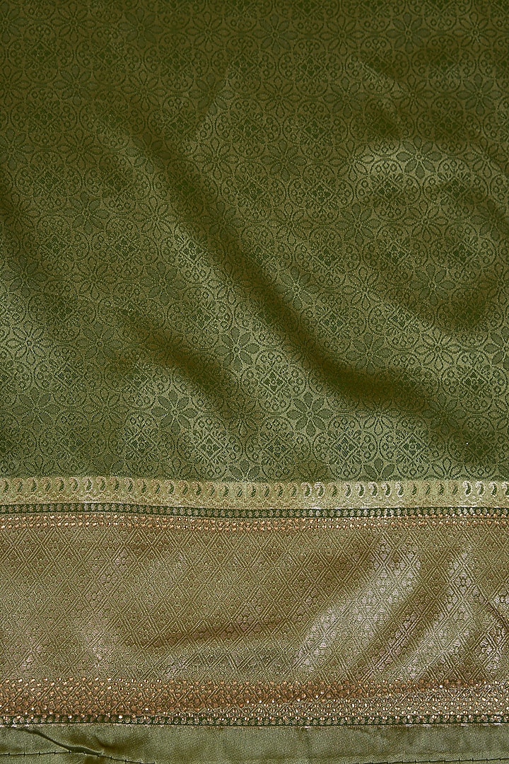 Pastel Green Banarasi Silk Zari Festive Saree Set by Narmadeshwari at Pernia's Pop Up Shop