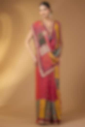 Multi-Colored Georgette Floral Printed Festive Saree Set by Narmadeshwari at Pernia's Pop Up Shop