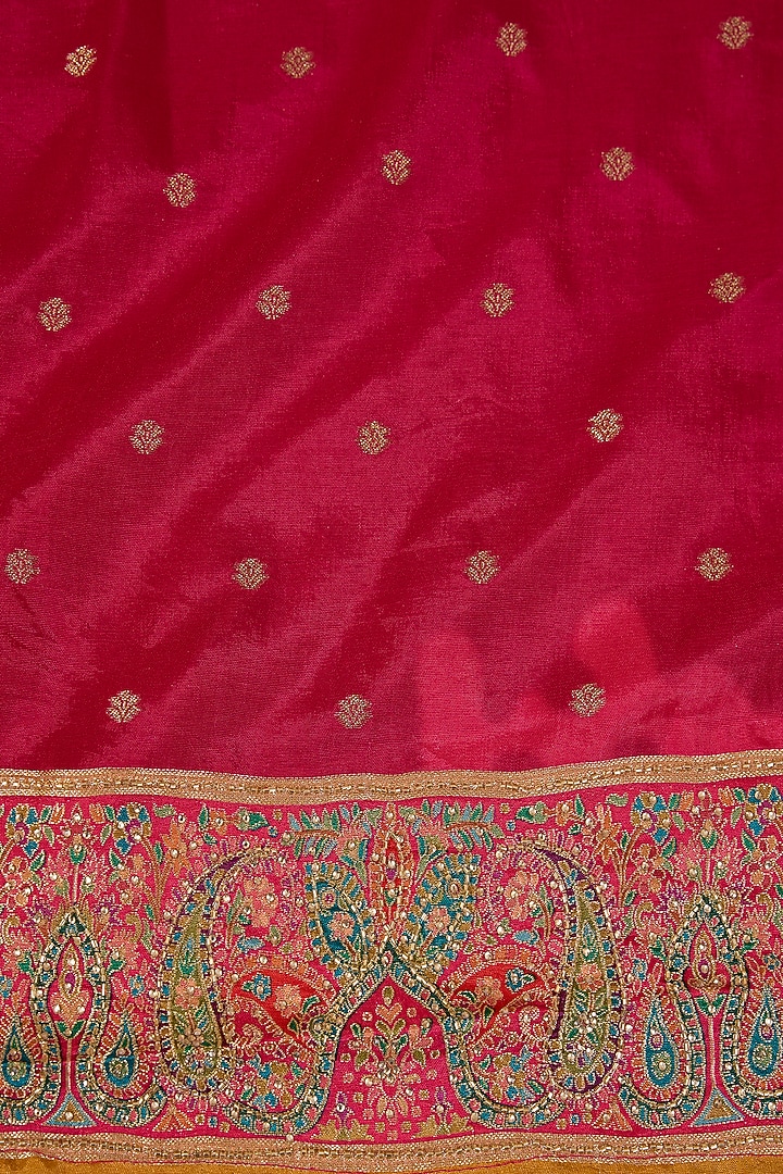 Mustard Yellow Pashmina Silk Floral Party Wear Saree Set by Narmadeshwari at Pernia's Pop Up Shop