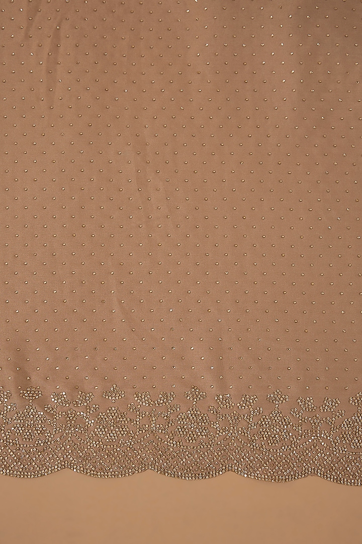 Beige Satin Swarovski Work Party Wear Saree Set by NARMADESHWARI at Pernia's Pop Up Shop