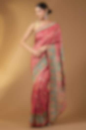 Magenta Pashmina Silk Floral Party Wear Saree Set by NARMADESHWARI at Pernia's Pop Up Shop