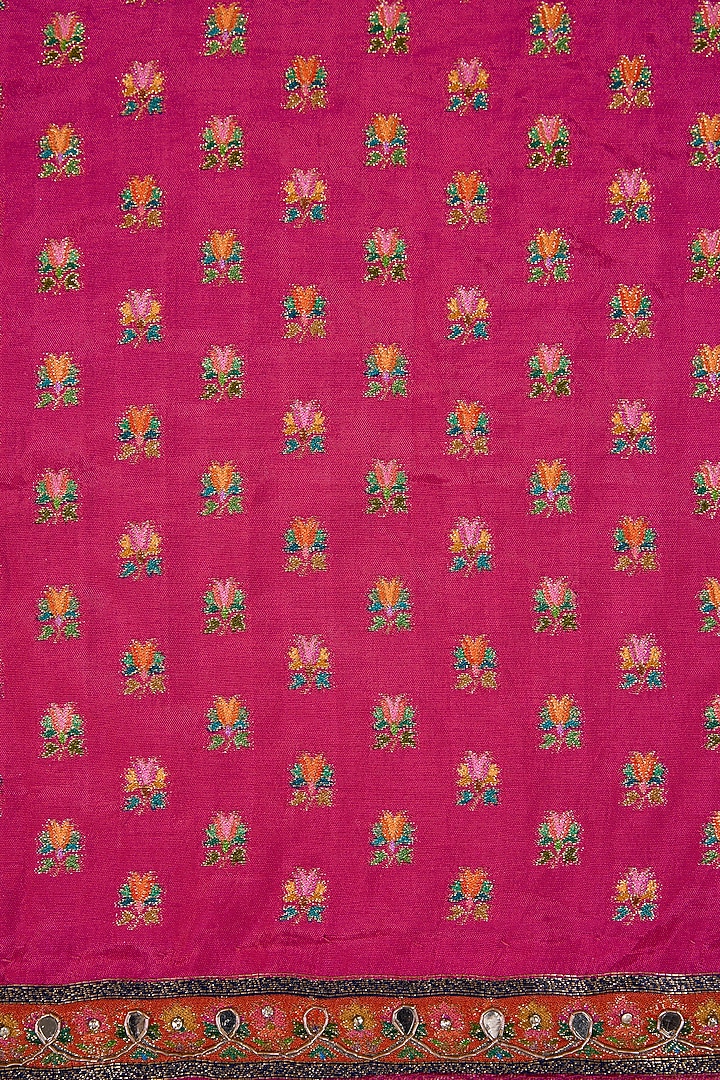 Magenta Pashmina Silk Floral Party Wear Saree Set by NARMADESHWARI at Pernia's Pop Up Shop