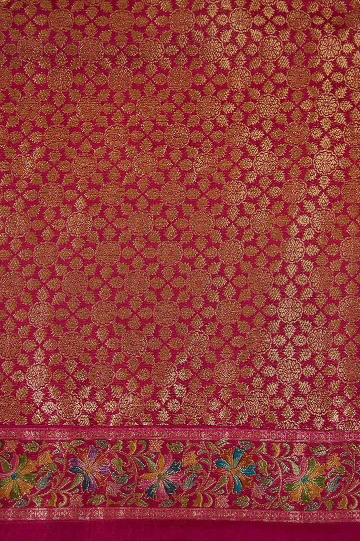 Cream Paper Silk Zari Work Party Wear Saree Set by NARMADESHWARI at Pernia's Pop Up Shop