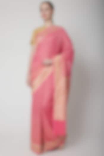Blush Pink Khadi Saree by NARMADESHWARI
