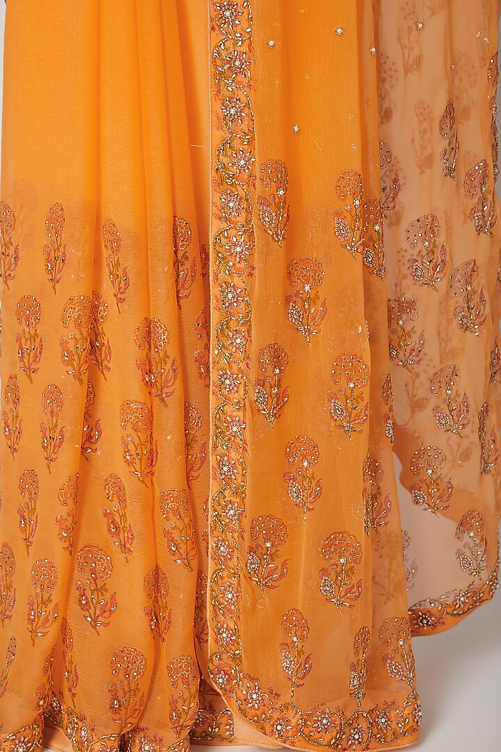 Yellow Embroidered Festive Saree by NARMADESHWARI at Pernia's Pop Up Shop