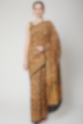 Black Printed & Embroidered Festive Saree Set by NARMADESHWARI at Pernia's Pop Up Shop