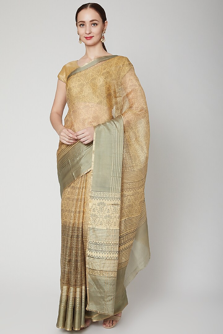 Beige Kota Printed Saree by NARMADESHWARI at Pernia's Pop Up Shop